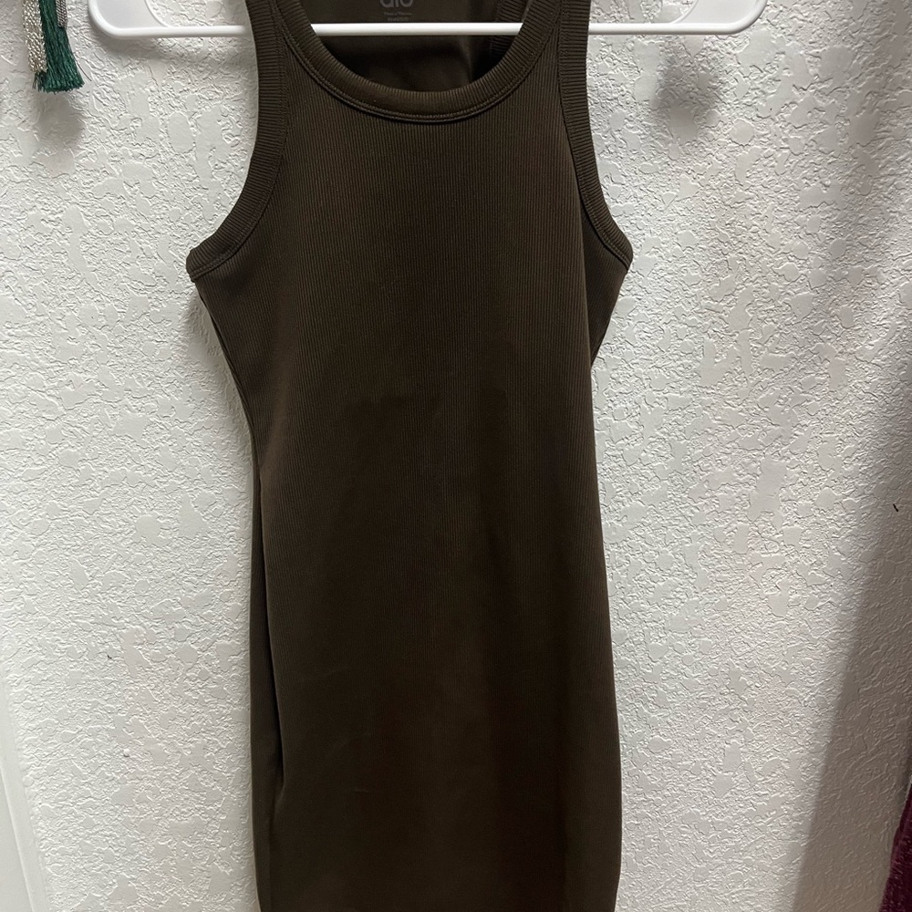 Alo Brown Sleeveless Ribbed Dress